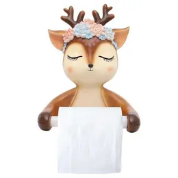 Mounted Toilet Paper Holder Cute Sika Deer Bathroom Kitchen Roll Paper Accessory Tissue Towel Accessories Holders Toilet Wall 210705