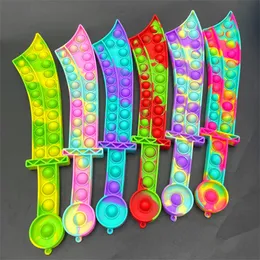 Fidget Leksaker Push Bubble Katana Sword Shape Party Favor Sensory Pussel Popper Bubbles Silikon Board Game Pedagogisk Stress Relief DeCompression Toy Gift