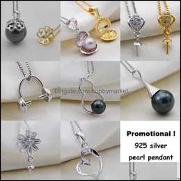 Smyckesinställningar Promotion! 925 Sterling Sier Pearl Necklace för kvinnor Tjej 8 stilar DIY Julklappsleverans 2021 HQB1L