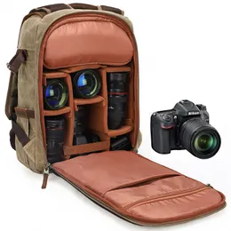 Backpack Outdoors Camera Bag Vintage Canvas Men Shoulders Large Capacity Professional Rucksack Waterproof Digital