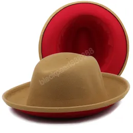 Vinter dam bicolor ull filt derby bowler hattar för män kvinnor mode party formell fedora kostym magiker hatt gorras para mujer