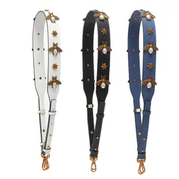 أزياء Gold Bee Leather Strap PU Accessories Presentials Wide Counter Bag Straps Women Design Corssbody Bag Belt272T