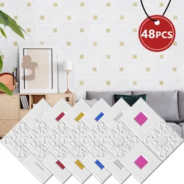 35 * 35 cm 3D Duvar Çıkartmaları Yatak Odası Dekor Su Geçirmez Kendinden Yapışkanlı DIY Köpük Duvar Kağıdı Oturma Odası Mutfak TV Backdrop Çıkartmaları için 210308