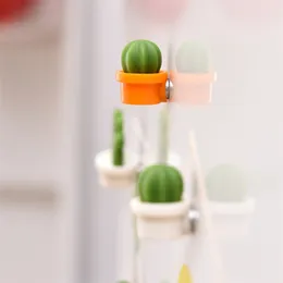 6pcs Cute Succulent Plant Fridge Magnets Stickers Reminder for Kitchen Button Cactus Refrigerator Sticker Decoration Tools 210722