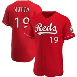 Camisa de beisebol Joey Votto juvenil personalizada costurada vermelha Ver2 XS-6XL