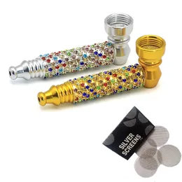 1 Pcs Multicolor Colorful Smok Metal Small Pipes Portable Smoking Pipe Tobacco Pipe Narguile Grinder Smoke Cigarette Holder C0310