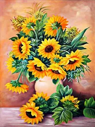 DIY Diamond Painting As Home Store eller Office Wall Decoration, 30 * 40cm HD Flower Canvas Paint-By-Number Full Diamonds Art Bunch Sunflower T2i52865