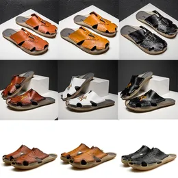 Marca de Luxo Arizona Designer Luxo Homens Verão Crocodilo Padrão Chinelos Mens Moares Locais Genuíno Couro Lazy Sandálias São Pau Eur38-48