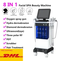 Popular 8 In 1 Multifunction Hydra Diamond Microdermabrasion Hydro X-peel Facial Machine With Hot Bubble Cleaning