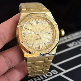 Nuovo 44mm 15400 A2813 Orologio automatico da uomo Quadrante con struttura in oro Frost Gold Bracciale in oro giallo opaco Orologi sportivi di alta qualità Hello_Watch