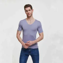 MRMT 2022 Brand New Summer Men's T Shirt Short Sleeve V Collar Thin Ice Wire T-shirt for Male Short Sleeve Tops Tshirt G220223