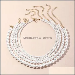 チョーカーのネックレスペンダントジュエリーチョッカーエレガントな白い模倣真珠チョーカーネックレス女性のためのビッグラウンドウェディングチャームファッションジュエリー