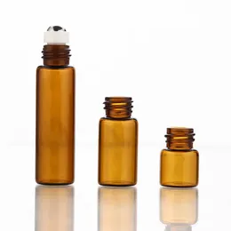 Bottiglie di profumo in vetro ambrato da 100 pezzi 1 ml 2 ml 3 ml 5 ml con rotolo sulla fiala cosmetica vuota per il viaggiatore