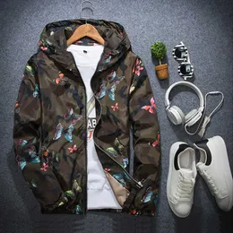 April MOMO 2021 Men Spring Autumn Jackets Male Casual Camouflage Butterfly Print Clothes Zipper Hoodie Jacket Windbreaker Men X0621