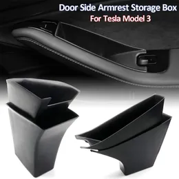 Car Accessories for Tesla Model 3 Y Door Side Armrest Storage Box Handle Tray Organizer Container Interior Hidden Holder for Mobile Phone