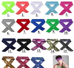 50pcs new Solid camo 18 color Moisture Wicking Workout Printing Tree Patten Cotton Stretch Headband Sweatband Hair Band Tie Back