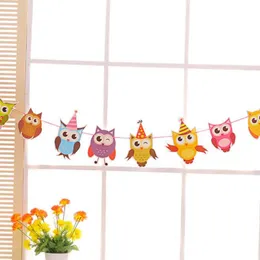 100pcs Cartoon Owl Banner Kids Birthday Party Decoration Paper Garland for Bird Theme Party Venue Backdrop Decor