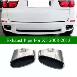 2 Stück Auto Styling Single Schalldämpfer Rohre für BMW X5 Edelstahl Auspuffendrohr Silber 2008-2013