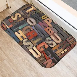 Carpets Wood Stone Pattern Bath Kitchen Entrance Door Mat Coral Velvet Carpet Doormat Indoor Floor Mats Anti-Slip Rug Home Decor 48026