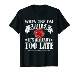 Męskie koszulki Czarny DND Kiedy DM Game Master Smiles Tabletop RPG Koszula US Mens Trend 2021 Oddychająca Tee