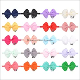 Headbands Hair Jewelry Kids Girls Solid Ribbon Bow Hairband Elastic Nylon Headband Baby Party Bows Boutique Aessories Drop Delivery 2021 Pgt