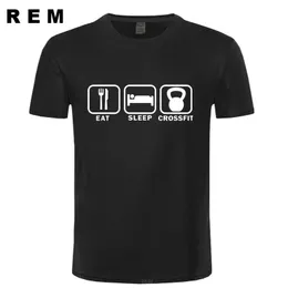 Uyku Crossfit T Gömlek Yemek Erkekler Yaz Kısa Kollu Pamuk Adam Komik Crossfit T-Shirt Tees Üst Ücretsiz Kargo 210225