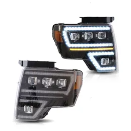 Auto Parts Dynamic DRL Head Light för FORD F150 2009-2014 Headlight Assembly Raptor Car LED Head Lamposljus