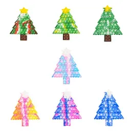 Party Toys Weihnachten Dekompression spielzeug Drücken Sie die Pops Zappeln bunt die Form des Baums mit Popper Blase Fingertip Sinnesspielzeug für Kinder Geschenke