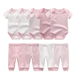 Baby Boy Clothes Solid Bodysuits+Pants Clothing Sets 0-12M Baby Boy Girl Clothes Unisex Newborn Baby Cotton Roupa de bebe ropa 210226