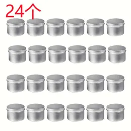 24 Pack Round Metal Bins Box Ljus Tenn Svart Aluminium Kruka Förvaring Tom Peot Plain Cream Cosmetic Container