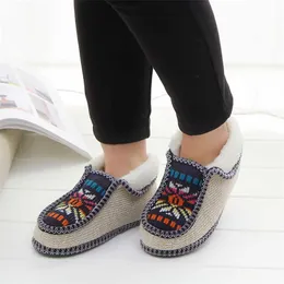 Plush Slippers Winter Warm Sun flower Knitted Home Soft Bottom Cotton Women Shoes Indoor Woman 211228