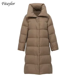 FuitAylor Winter Women Down Coat Ultra Light Padded Coat 90% Vit Duck Down Puffer Jacket Kvinna Lapel Snow Warm Overcoat 211221