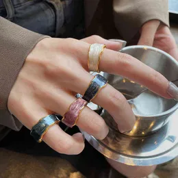 Todorova Ny mode metall oregelbunden rund öppen bredd leder pekfinger emalj epoxi ring för kvinnor party smycken gåva g1125
