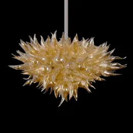 Antique Pendant Lamps Murano Lights Amber Color Luxury Hand Blown Glass Chandeliers Living Room Hotel Home Decoration 32 by 36 Inches