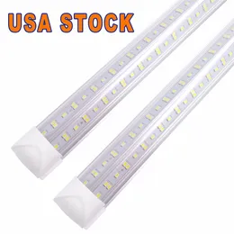 8ft 144W LED-rörbelysning Dubbelsidig V-form integrerad, AC85-265V SMD2835 Rensa lock Cool White 6000K, LED Cooler Door Light DayTime Shops Lights