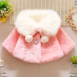 Zima Dziecko Faux Fur Collar Ciepły Płaszcz Kids Clothes Toddler Niemowlę Dziewczyny Cute Polar Kurtki zewnętrzne 211204
