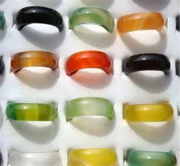 beautiful Woman's multicoloured agate jade ring fashion jewelry mixed Jade Agate Ring Charm Band Jewelry