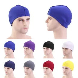Candy Färg Tjock Bomull Bonnet Mens Durags Dome Cap för peruk Göra Spandex Elastic Stretch Hair Cover Hat för kvinnor
