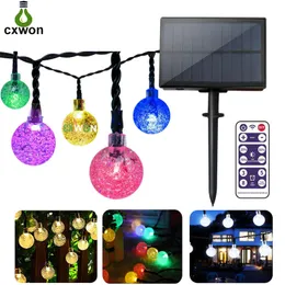 100LEDs 200LEDs Upgraded Solar String Lights 8mode with Remote Outdoor Decoration LED Fairy Bubble ball Star Strings Light