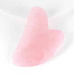 Massaggiatore viso giada pietra rosa Gua sha Raschietto Strumenti per massaggio per il viso Strumento per la salute del corpo di qualità naturale