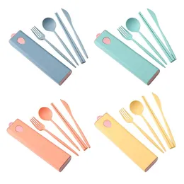 Dinnerware Sets Travel Tableware Set Camping Portable Cutlery Fork Chopstick Spoon Creative Wheat Knife Chopsticks