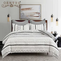 Oentyo Nordic Bedding Sets Geometric Duvet Cover Set Double Bed 220x240 Bohemian Quilt Cover Simple Bed Cover Queen King Single 210706