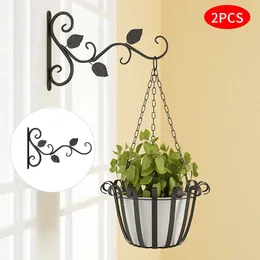 2 Pcs Hanging Plants Bracket Wall Hanging Flower Pot Support Bracket Hook Iron Hanger Plants Holder Balcony Home Decoration 210615