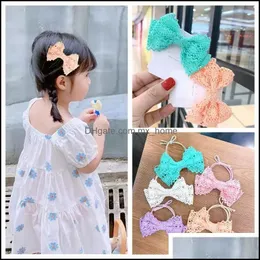 Hair Aessories Baby, Kids Maternity Pcs/Lot, 2.75" Baby Girls Cotton Lace Bow Clips, Cravatte in tessuto, School Girl Drop Delivery 2021 Zdn3N