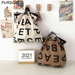 Torby na zakupy NXY Purdored Bolso de Compras Con Letras Grandes Para Mujer Bolsa Lona Bandolera Informal Bolso Hombro Femenino 0209