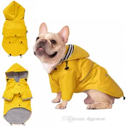 Gula hundar Raincoat Snygg Premium Dog Apparel Small Dog Raincoats Vattentät Zip Up Fickor Regn Vattenbeständig Justerbar Drawtring Puppy Hoodies XXXL A180