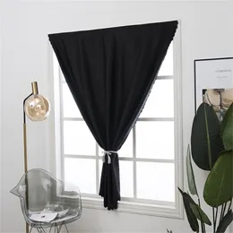 Bedroom Blackout Curtain Dust Proof Solid Strap Punch Free Installation Drapes Kitchen Living Room Window Curtain 210913