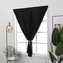 Sovrum Blackout Curtain Dammsäker Sydd Solid Strap Punch Gratis Installation Drapes Kök Vardagsrum Fönster Gardin 210913