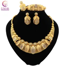Conjunto de jóias de cor de ouro dubai para mulheres brincos de colar africano Brincos italiano bridal jewellry conjuntos de casamento