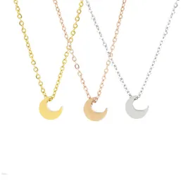 Pendant Necklaces Stainless Steel Moon For Women Girl Minimalist Gold Solid Geometric Heart Round Cross Necklace Gifts